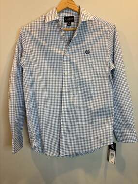 Lauren Ralph Lauren Boys Long Sleeve Blue and White Plaid Dress Shirt